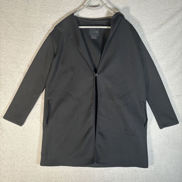 The North Face Black Long Hooded Sweater Cardigan Open Jacket Black Size XS - Picture 1 of 13